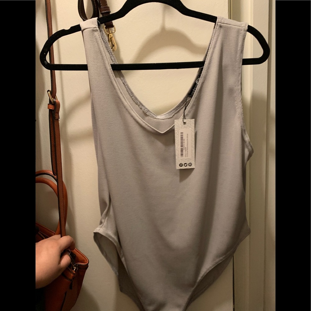 BooHoo silver body suit